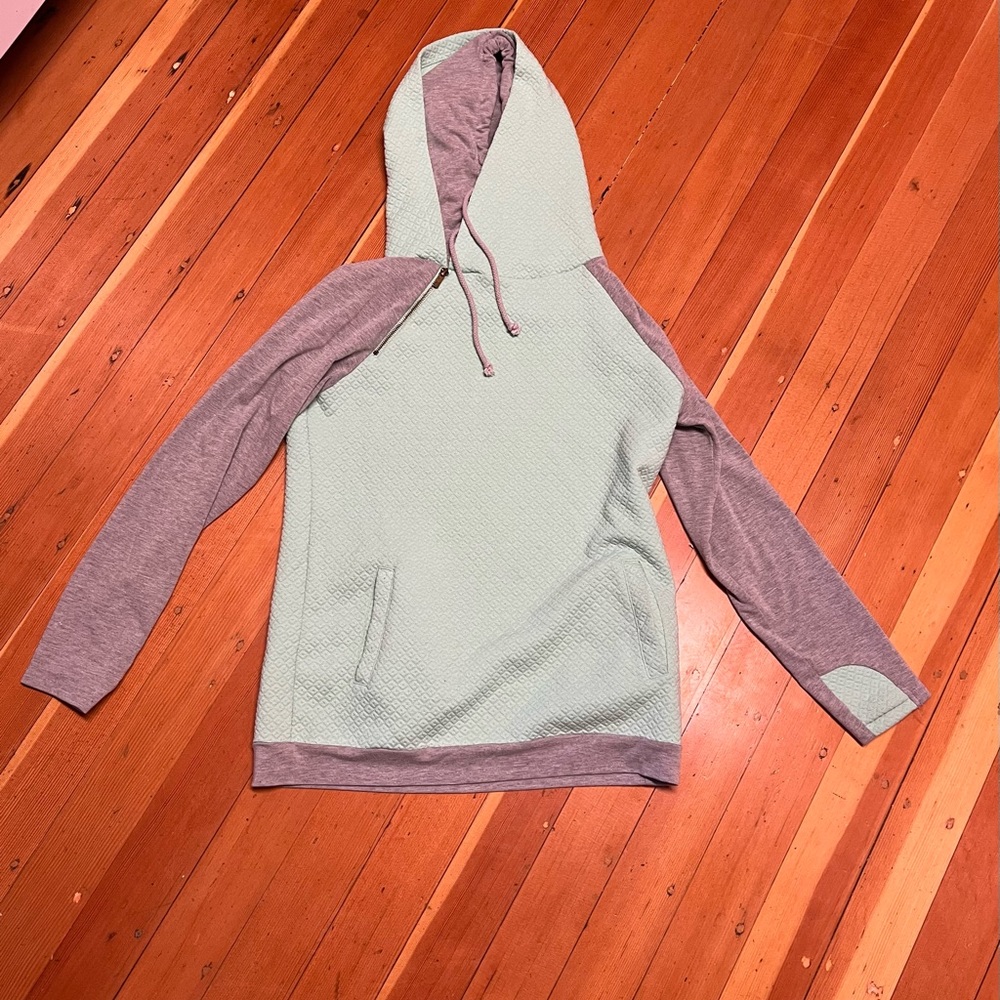 Ampers and Ave - &Ave -Double hooded sweatshirt - size large - mint green & gray